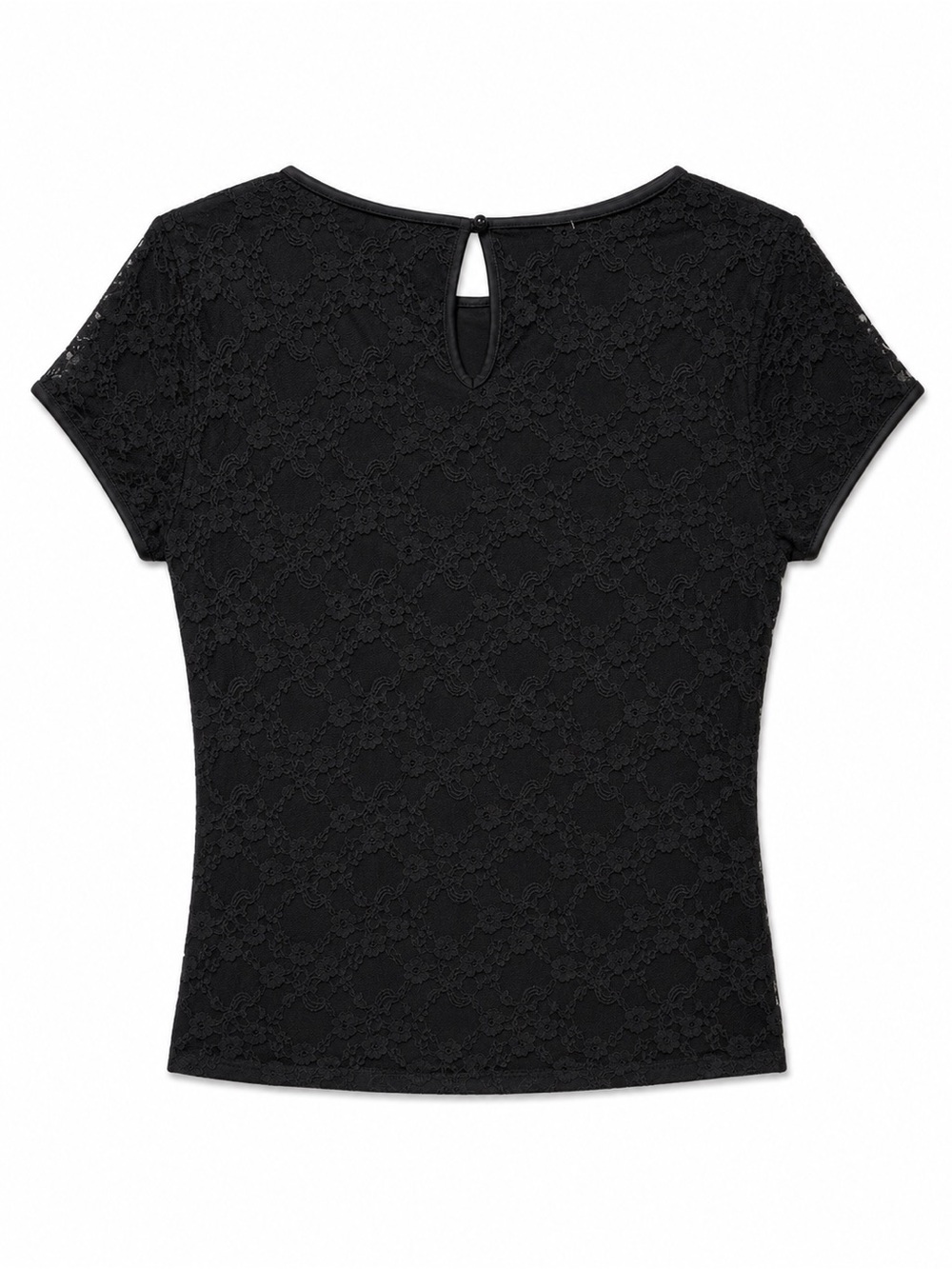 Frankee & Skylarr‎ Black Floral Lace Short Sleeve Top Women’s XL Stretch Knit - Picture 3 of 5